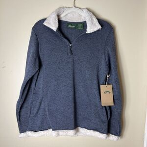 New Stillwater Supply Co Women's Size M 1/4 Zip Sherpa Pullover Pockets‎ Blue